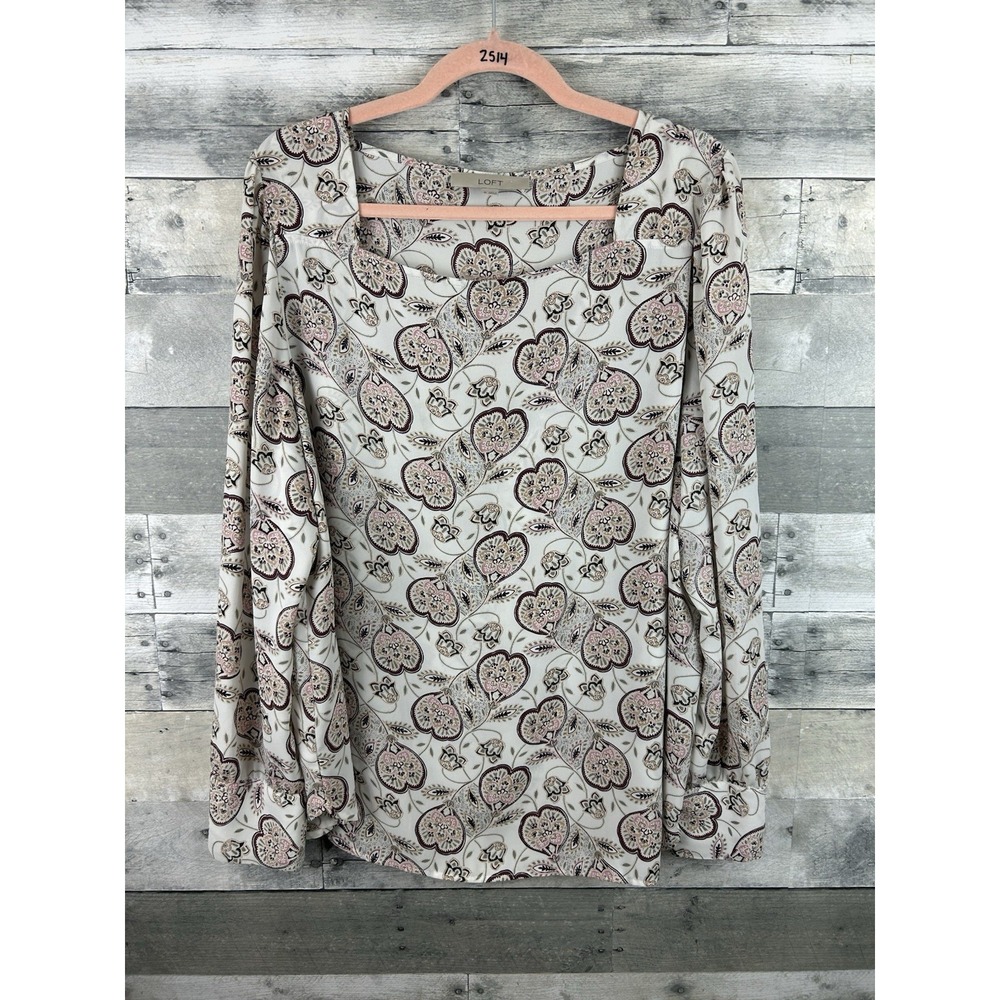 Loft XL Long Sleeve Square Neck Blouse